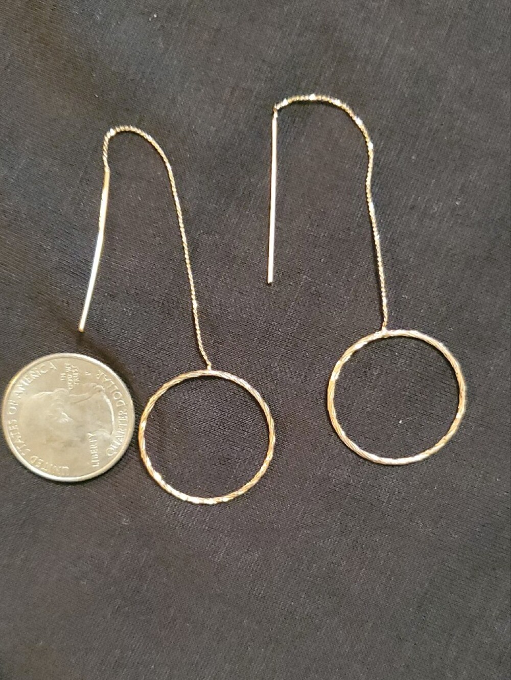Elegant Gold Circle Threader Earrings - Minimal Women's Jewelry - Picture 3 of 5